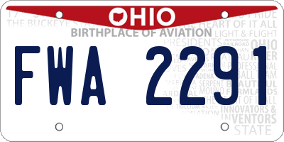 OH license plate FWA2291