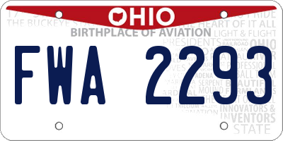 OH license plate FWA2293