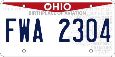 OH license plate FWA2304