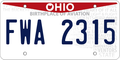 OH license plate FWA2315