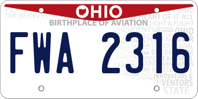 OH license plate FWA2316