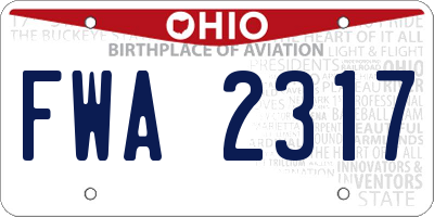 OH license plate FWA2317