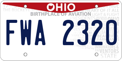 OH license plate FWA2320