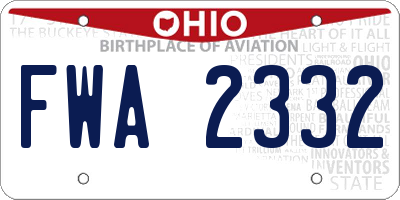 OH license plate FWA2332