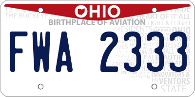 OH license plate FWA2333