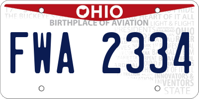 OH license plate FWA2334