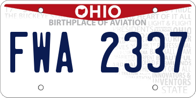 OH license plate FWA2337
