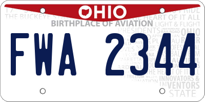 OH license plate FWA2344