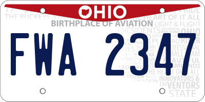 OH license plate FWA2347