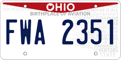 OH license plate FWA2351