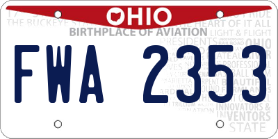 OH license plate FWA2353