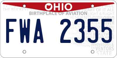 OH license plate FWA2355