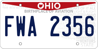 OH license plate FWA2356