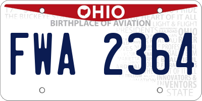 OH license plate FWA2364