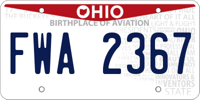 OH license plate FWA2367