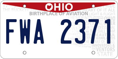 OH license plate FWA2371