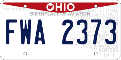 OH license plate FWA2373