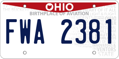 OH license plate FWA2381