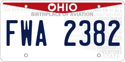 OH license plate FWA2382