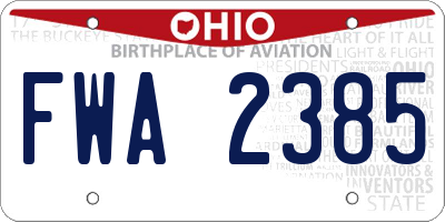 OH license plate FWA2385