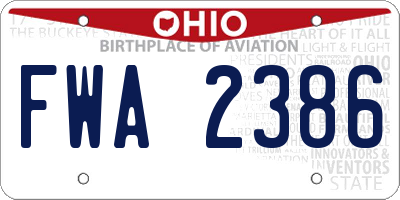 OH license plate FWA2386