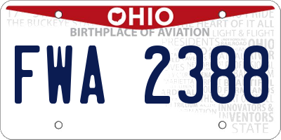 OH license plate FWA2388