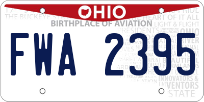 OH license plate FWA2395