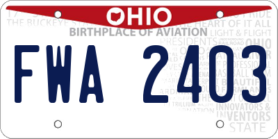 OH license plate FWA2403