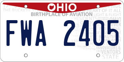 OH license plate FWA2405