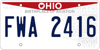 OH license plate FWA2416