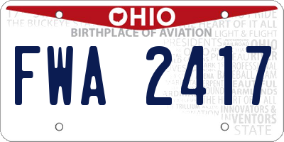 OH license plate FWA2417