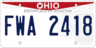 OH license plate FWA2418