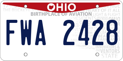 OH license plate FWA2428