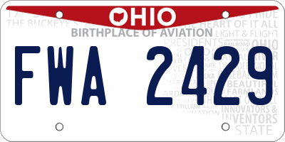 OH license plate FWA2429