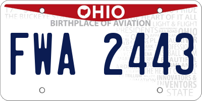 OH license plate FWA2443