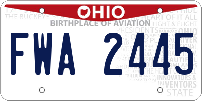 OH license plate FWA2445