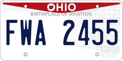 OH license plate FWA2455