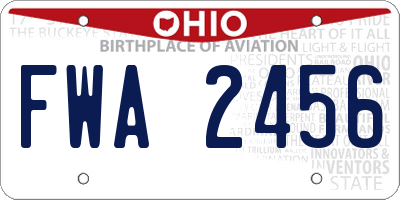 OH license plate FWA2456