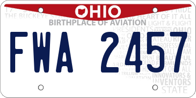 OH license plate FWA2457