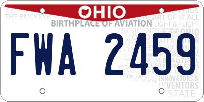 OH license plate FWA2459