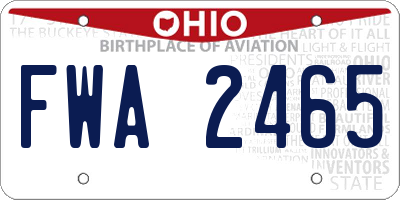 OH license plate FWA2465