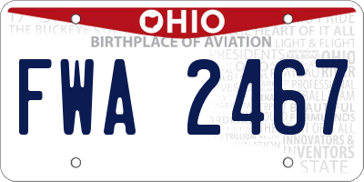 OH license plate FWA2467