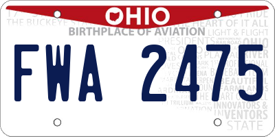 OH license plate FWA2475