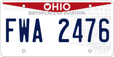 OH license plate FWA2476