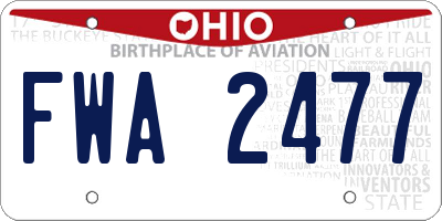 OH license plate FWA2477