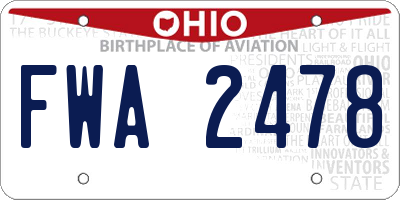 OH license plate FWA2478