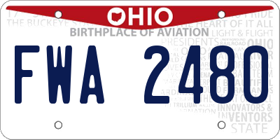 OH license plate FWA2480