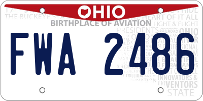 OH license plate FWA2486