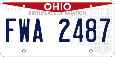 OH license plate FWA2487