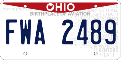 OH license plate FWA2489